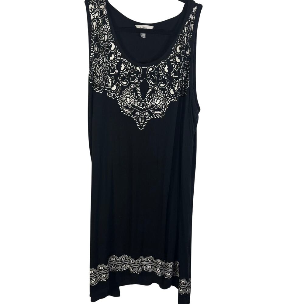 Soma Womens XL Black Paisley Sleeveless Sleep Shirt Nightgown Soft Stretch
